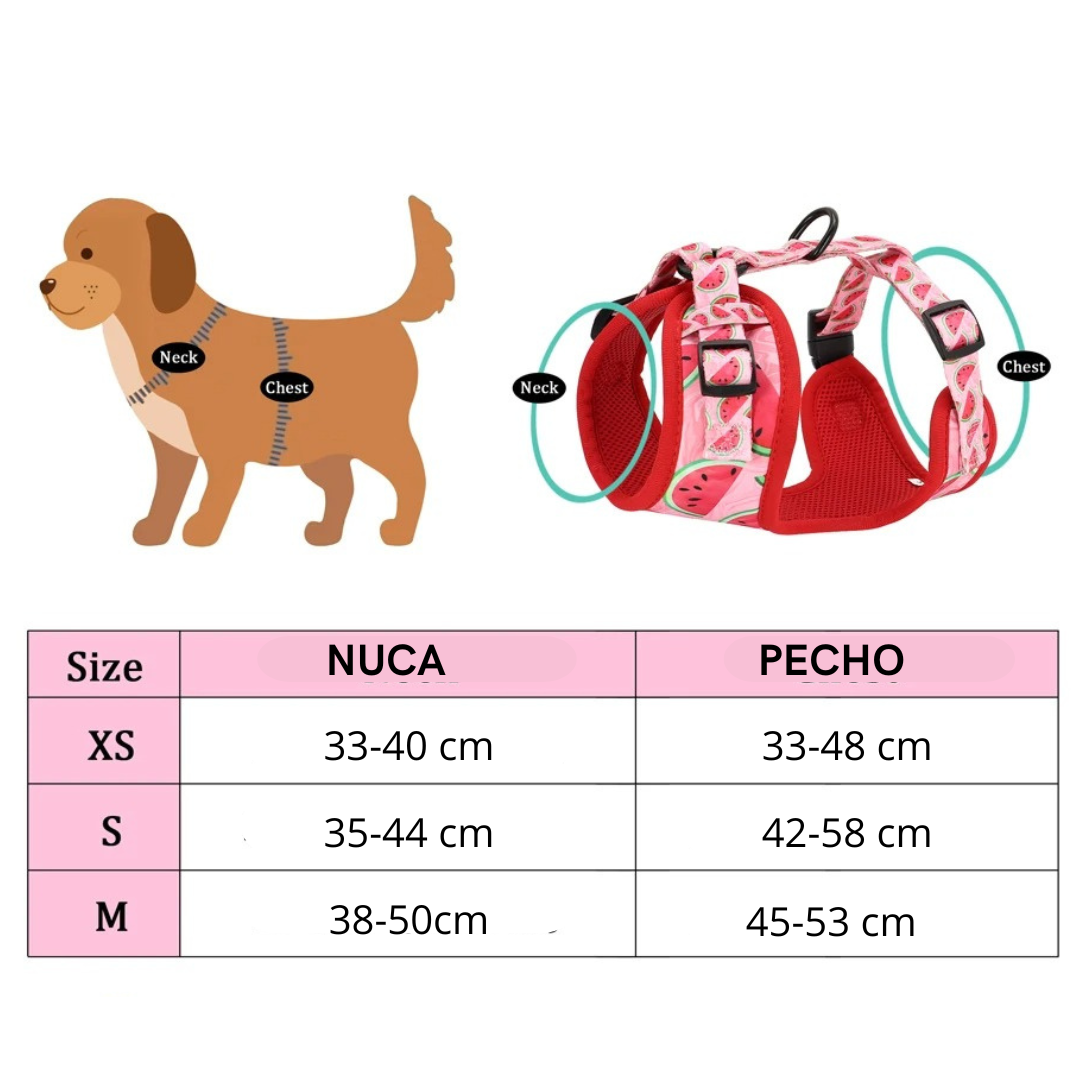Arnés Ajustable con Estampado de Sandía para Perros y Gatos