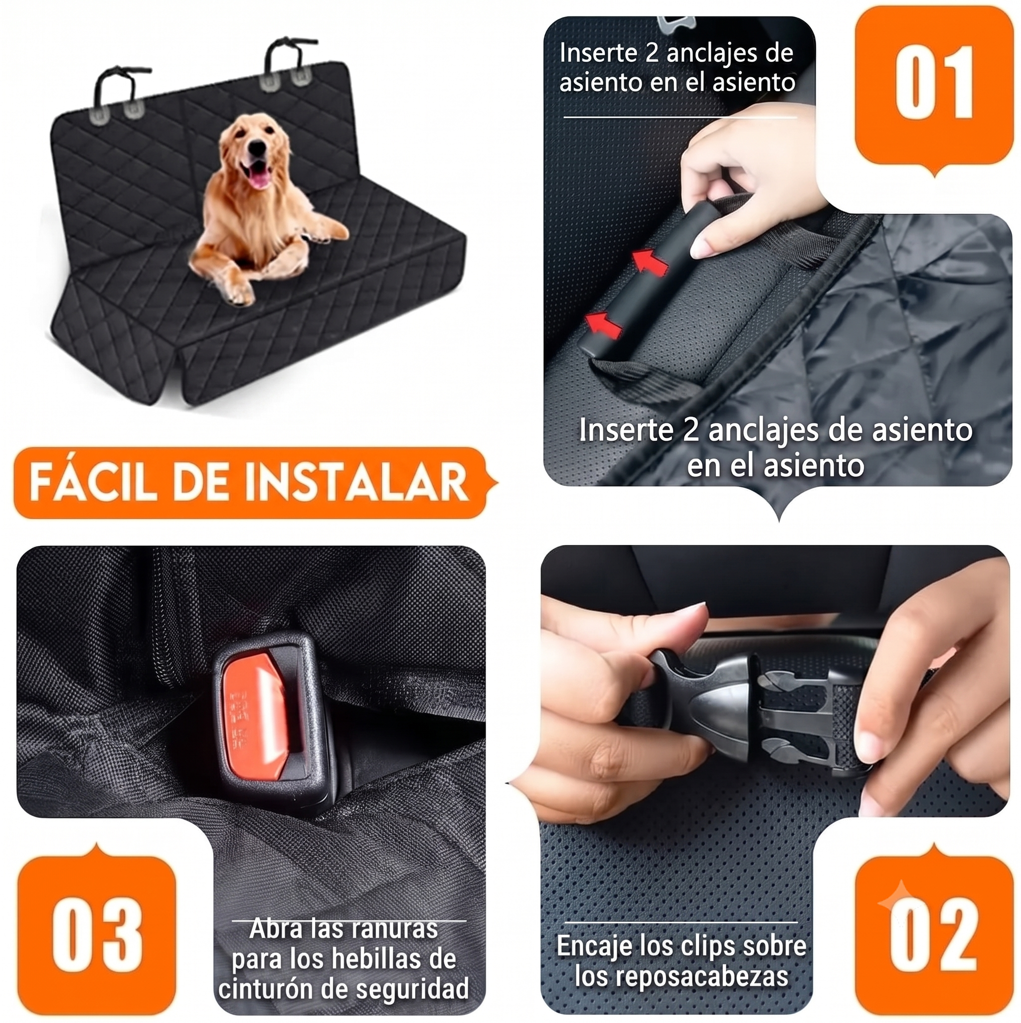 Funda Protectora Impermeable para Asiento Trasero de Coche