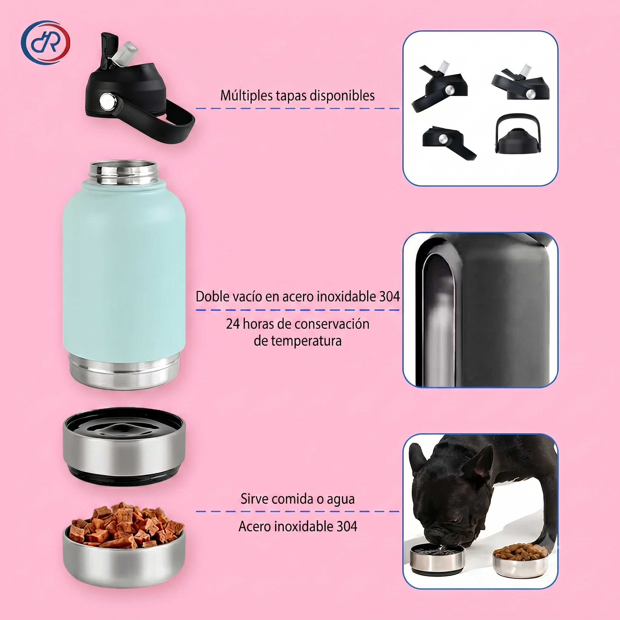 Botella de Viaje 3 en 1: Hidratación y Comida con Estilo Pastel