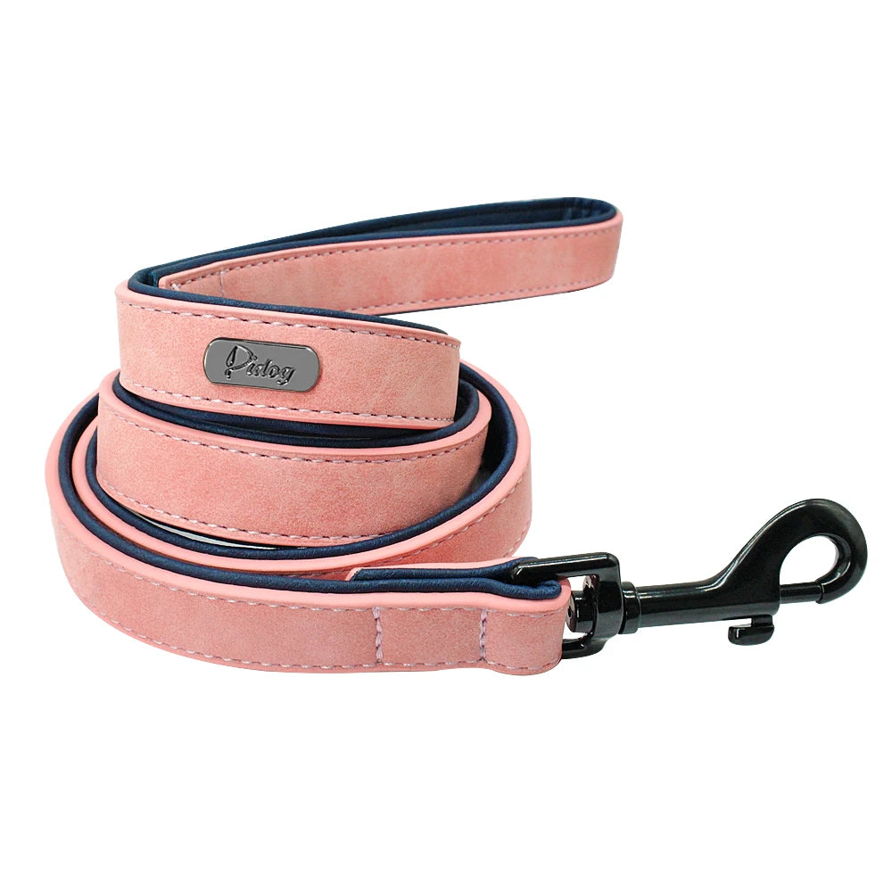Correa Rosa de Cuero Premium para Perros Pequeños y Medianos