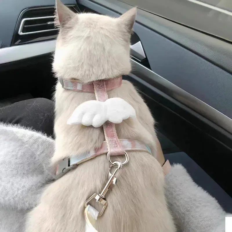 Harnais anti-fugue pour chat avec ailes et laisse - Respirant