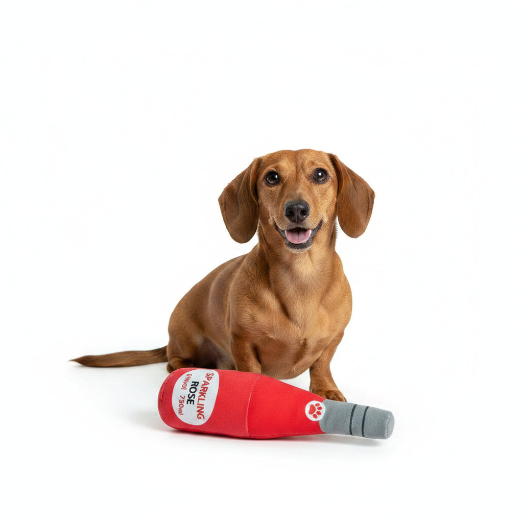 Juguete de Peluche Interactivo: Botella de Vino Sparkling para tu Perro