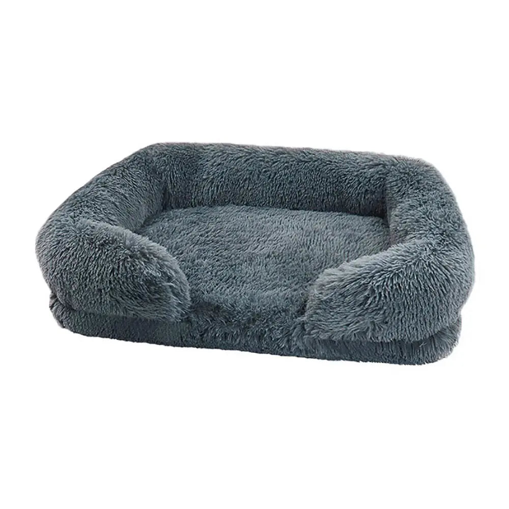 Lit Canapé Rectangulaire en Peluche pour Chiens et Chats - Gris Foncé