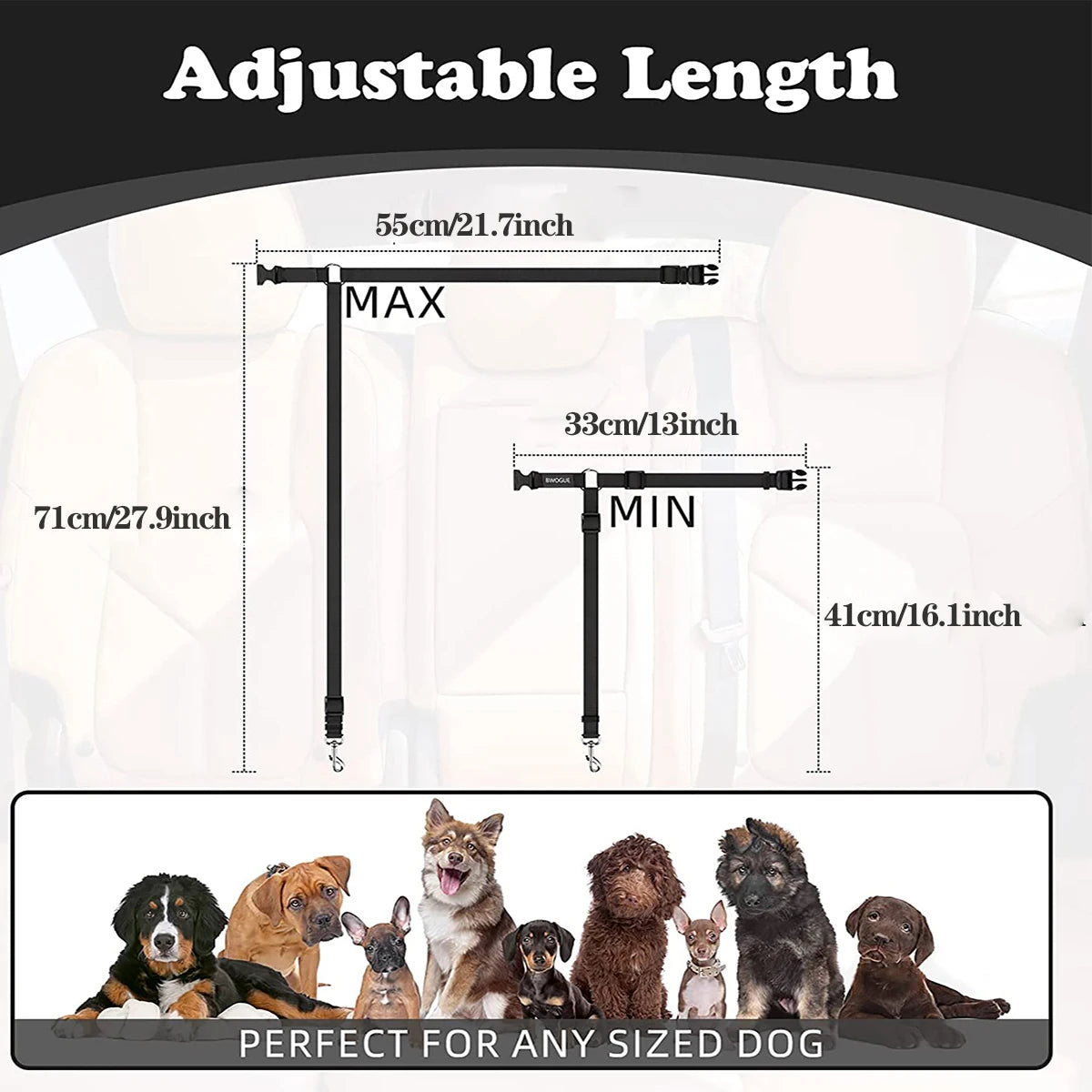 Cinturón de Seguridad Ajustable para Perros – Viajes Seguros y Cómodos