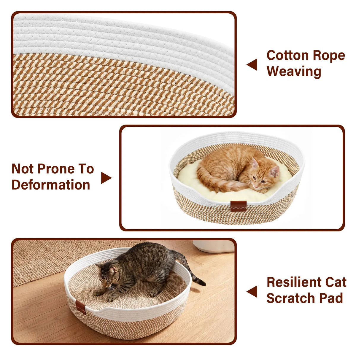 Cesta Tejida de Cuerda de Algodón para Gatos