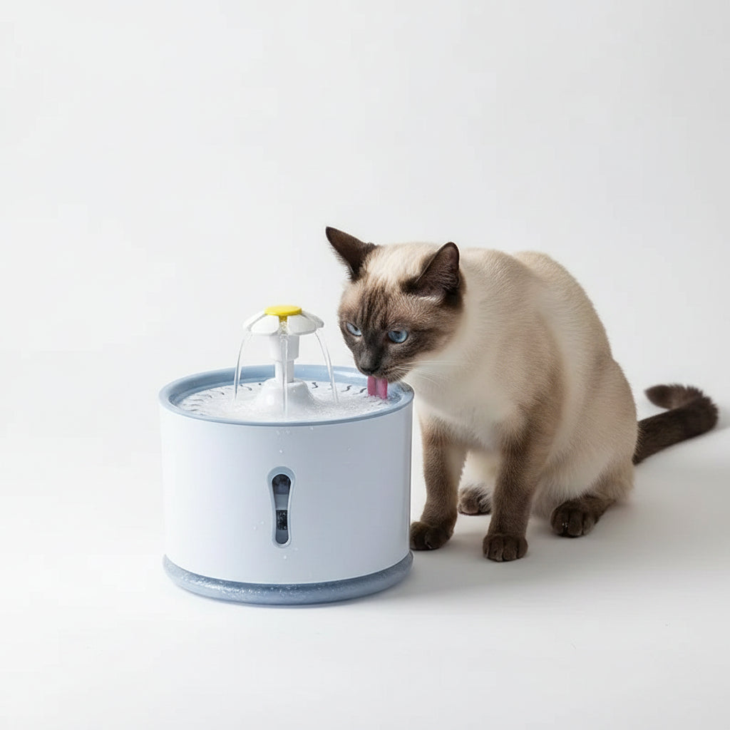 Fuente de Agua para Gatos Azul Claro con Filtro Continuo y Silenciosa