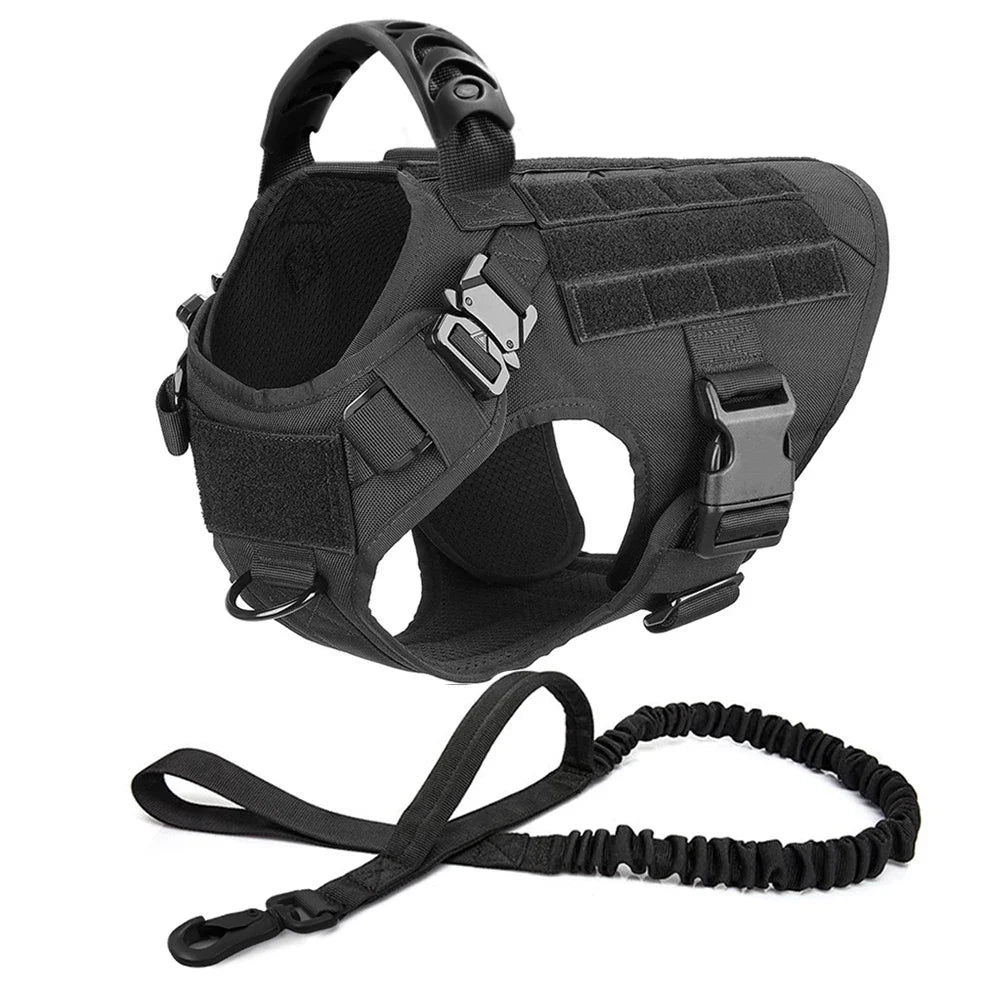 Set de Arnés Táctico con Collar y Correa para Perros Grandes