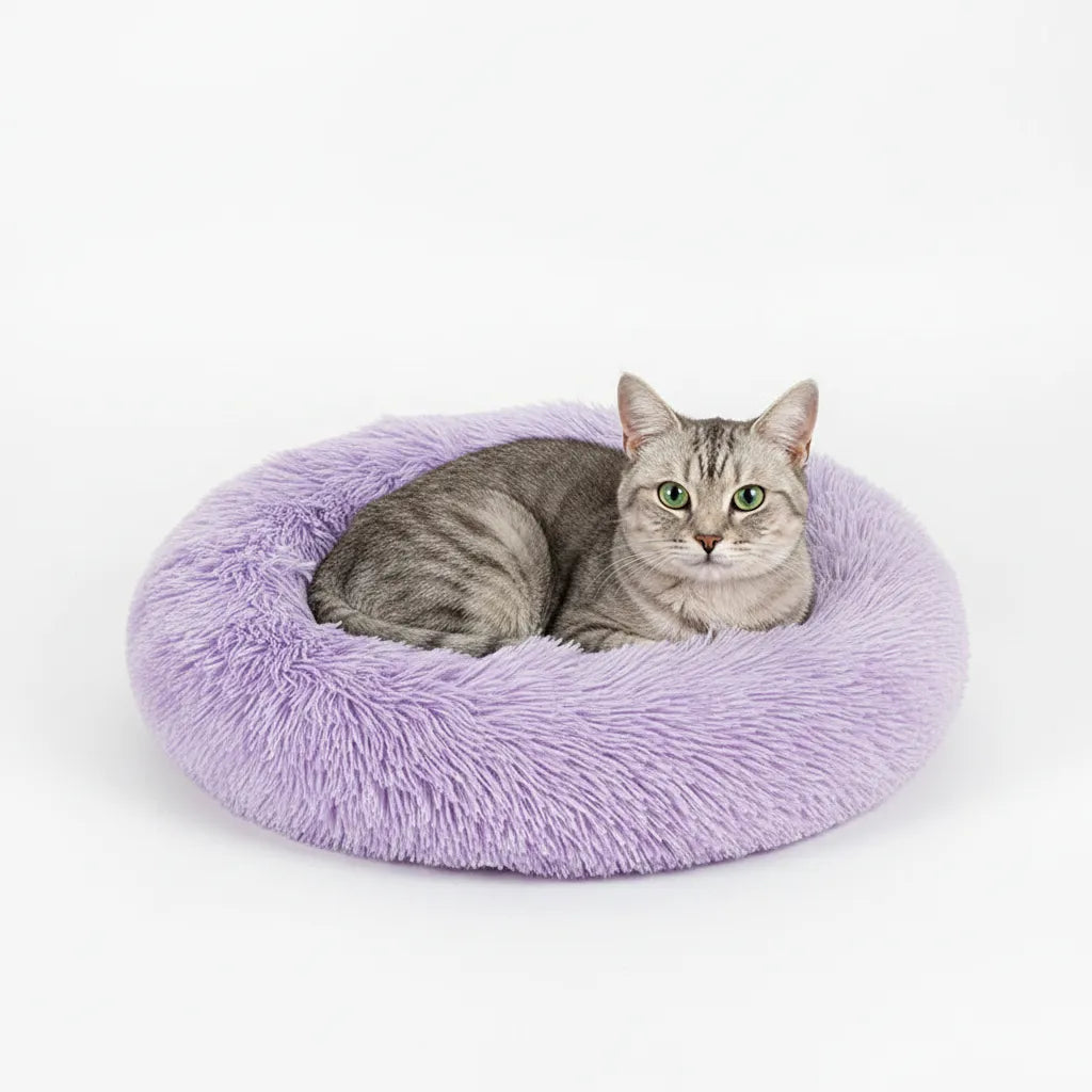 Cama Donut Purple Manchado: Confort y Estilo para tu Mascota