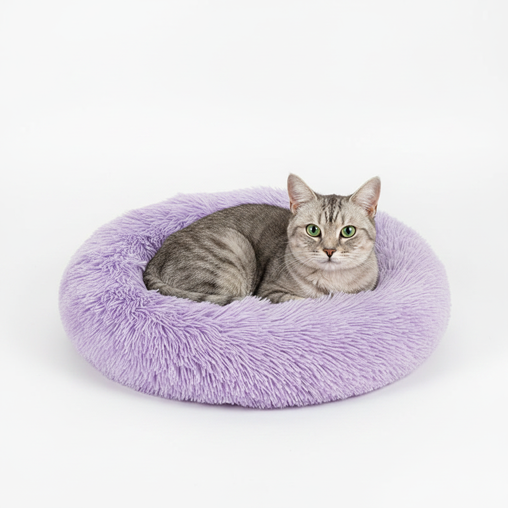 Cama Donut Purple Manchado: Confort y Estilo para tu Mascota