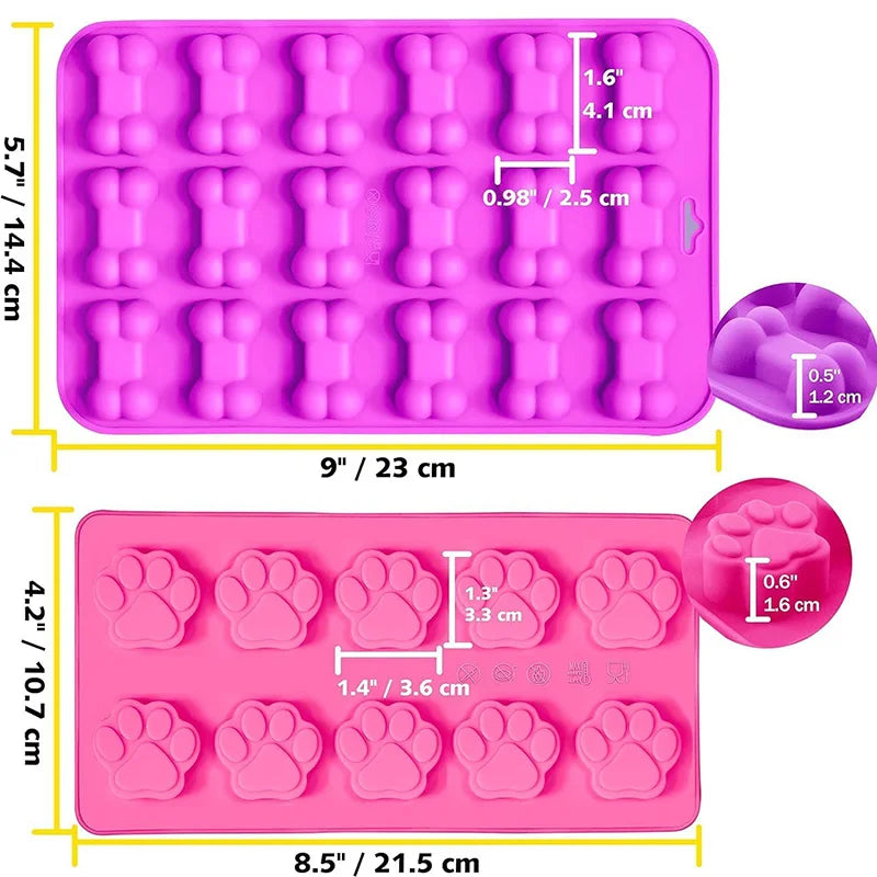 Molde de Silicona con Forma de Huella y Hueso para Premios Caseros