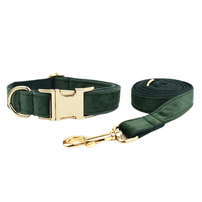 Set de Collar, Arnés y Correa de Terciopelo Personalizable