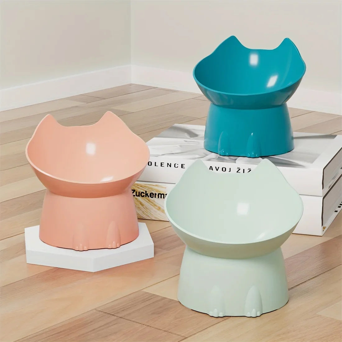 Comedero Elevado para Gatos Antivuelco – Protector del Cuello