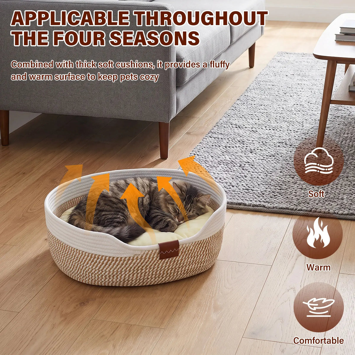 Cesta Tejida de Cuerda de Algodón para Gatos