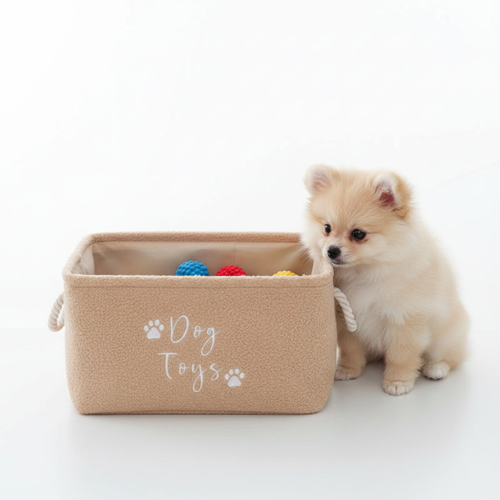 Cesta Rectangular de Fieltro para Juguetes de Perro