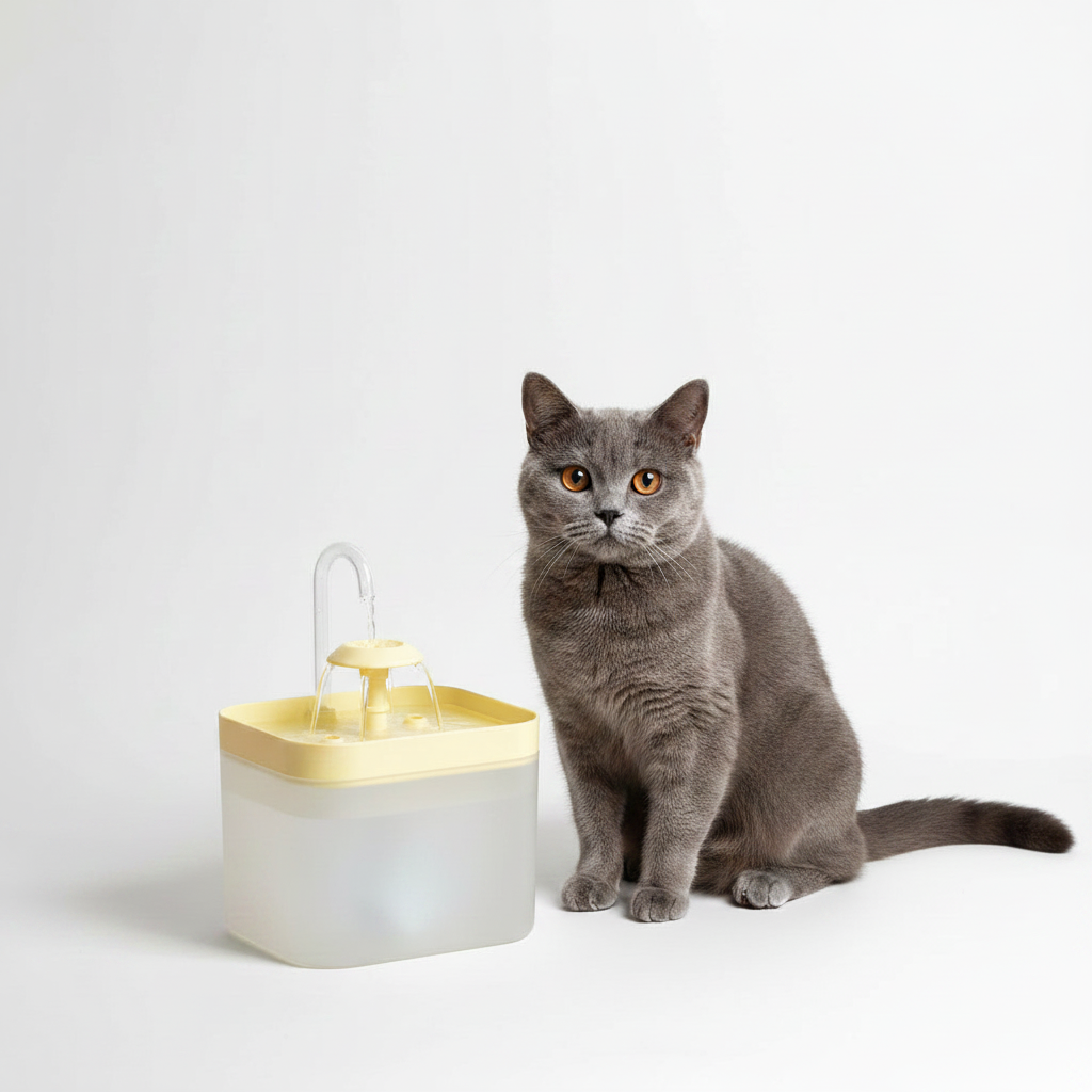 Fuente de Agua Silenciosa 1,5L para Gatos - Amarillo | 3 Velocidades