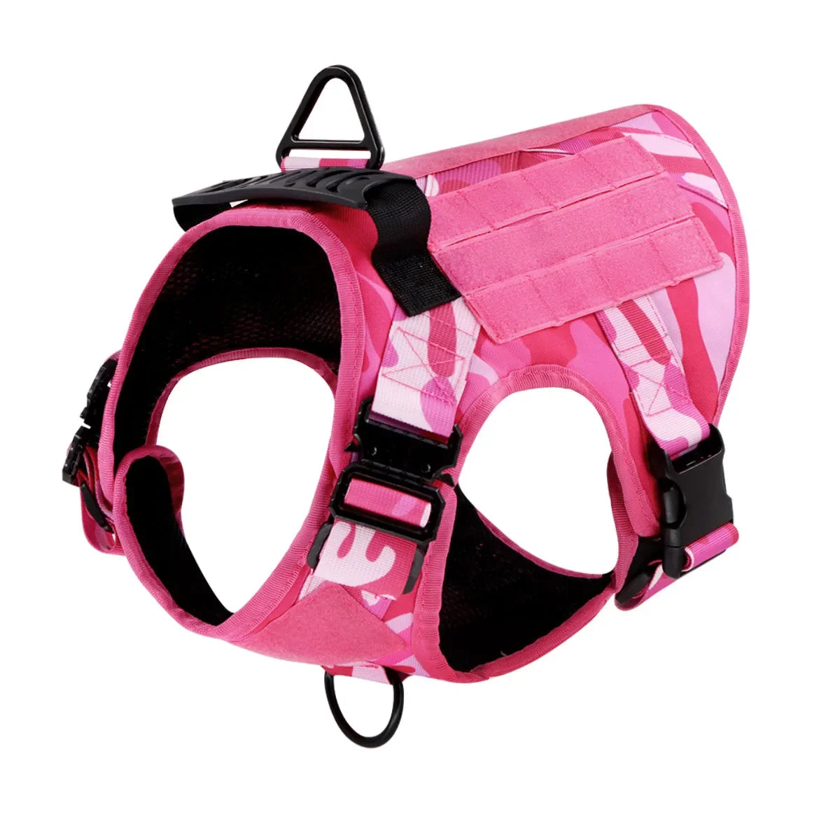 Arnés Táctico Rosa con Asa y Bolsillos para Perro