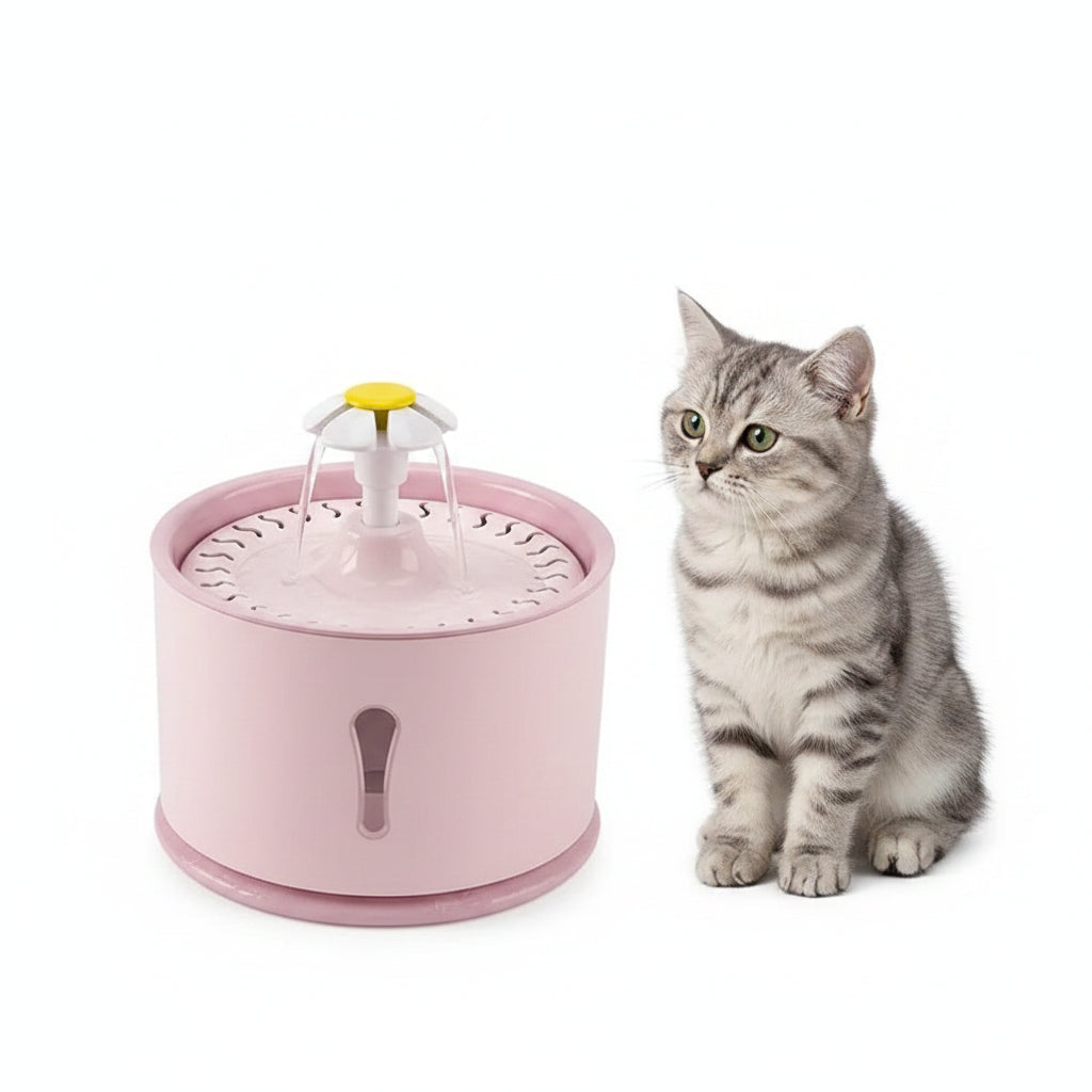Fuente de Agua para Gatos Rosa con Filtro Continuo y Diseño Silencioso