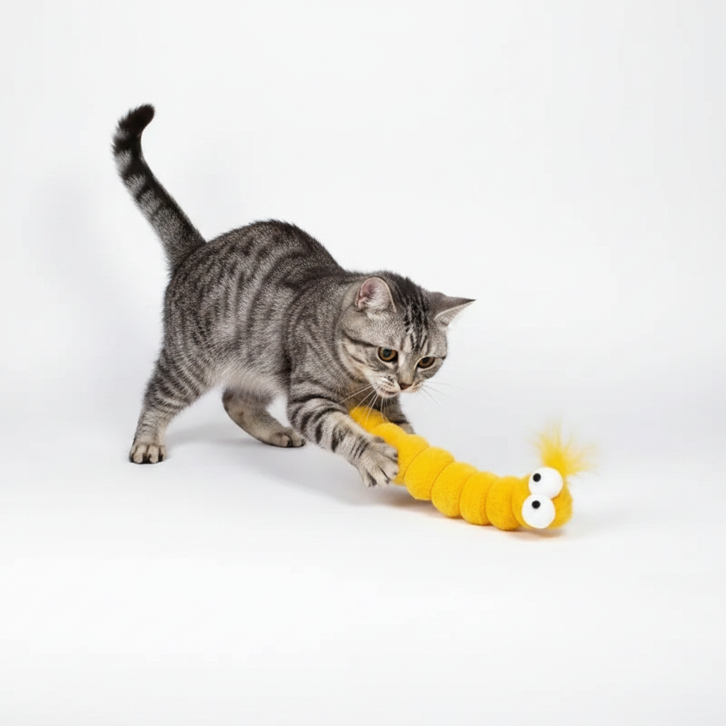 Juguete Oruga de Peluche con Catnip para Gatos
