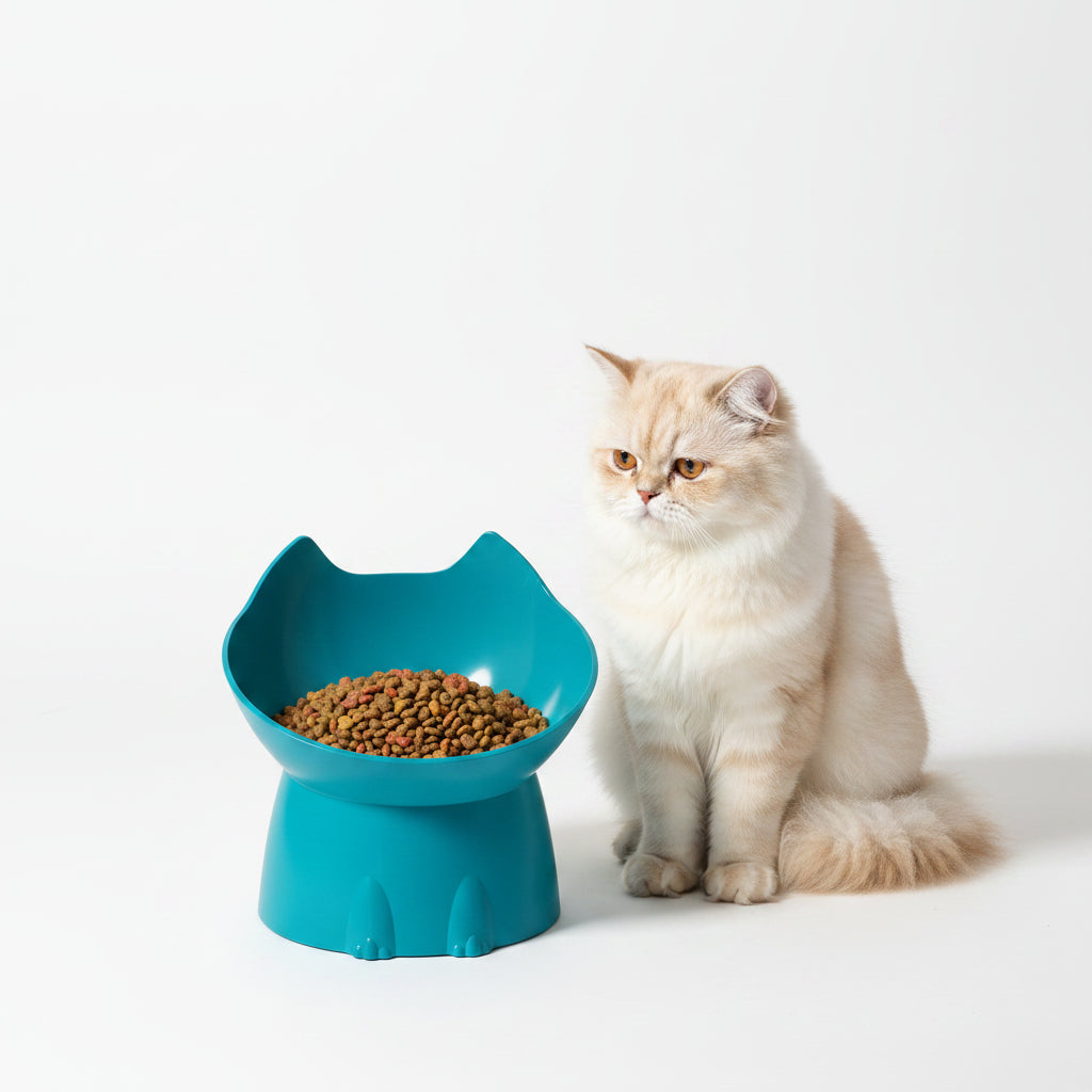 Comedero Elevado para Gatos Antivuelco – Protector del Cuello