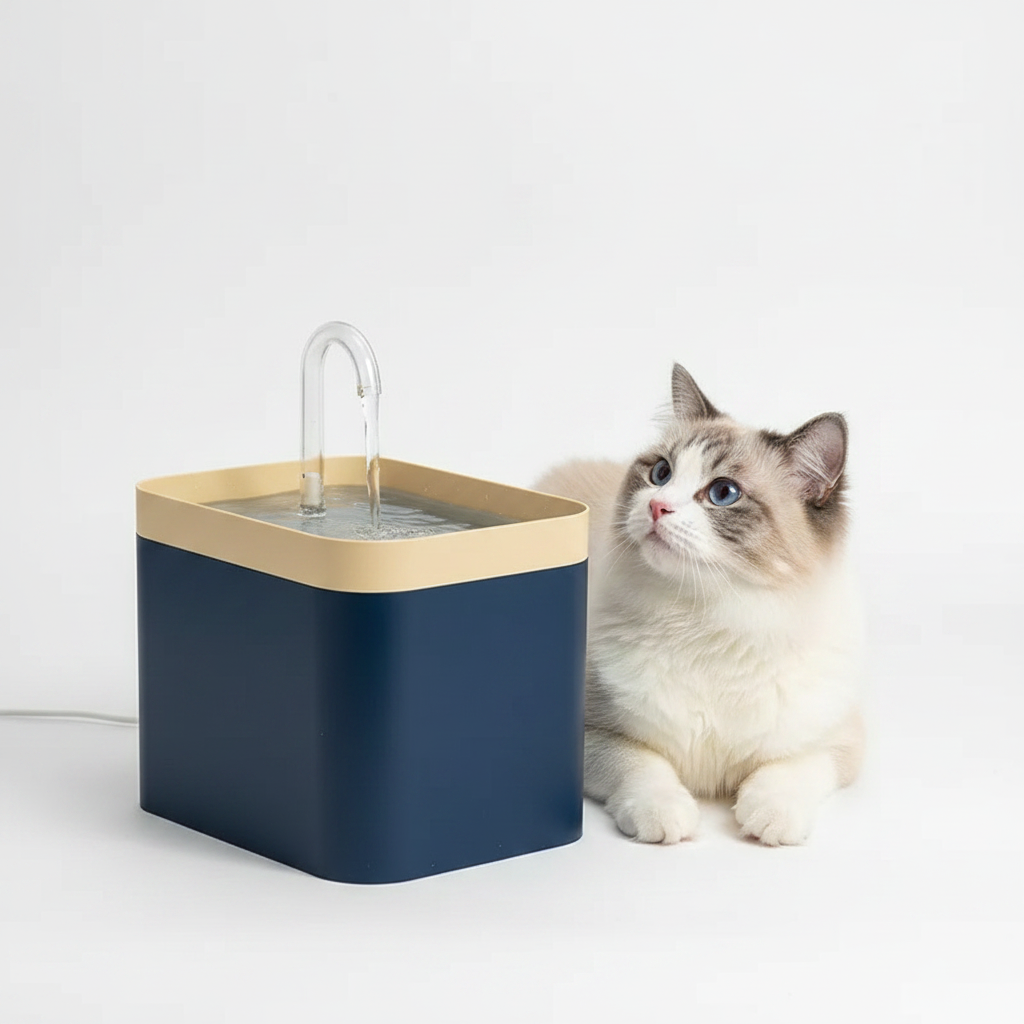 Fuente de Agua Silenciosa 1,5L para Gatos - Azul Marino | 3 Velocidades
