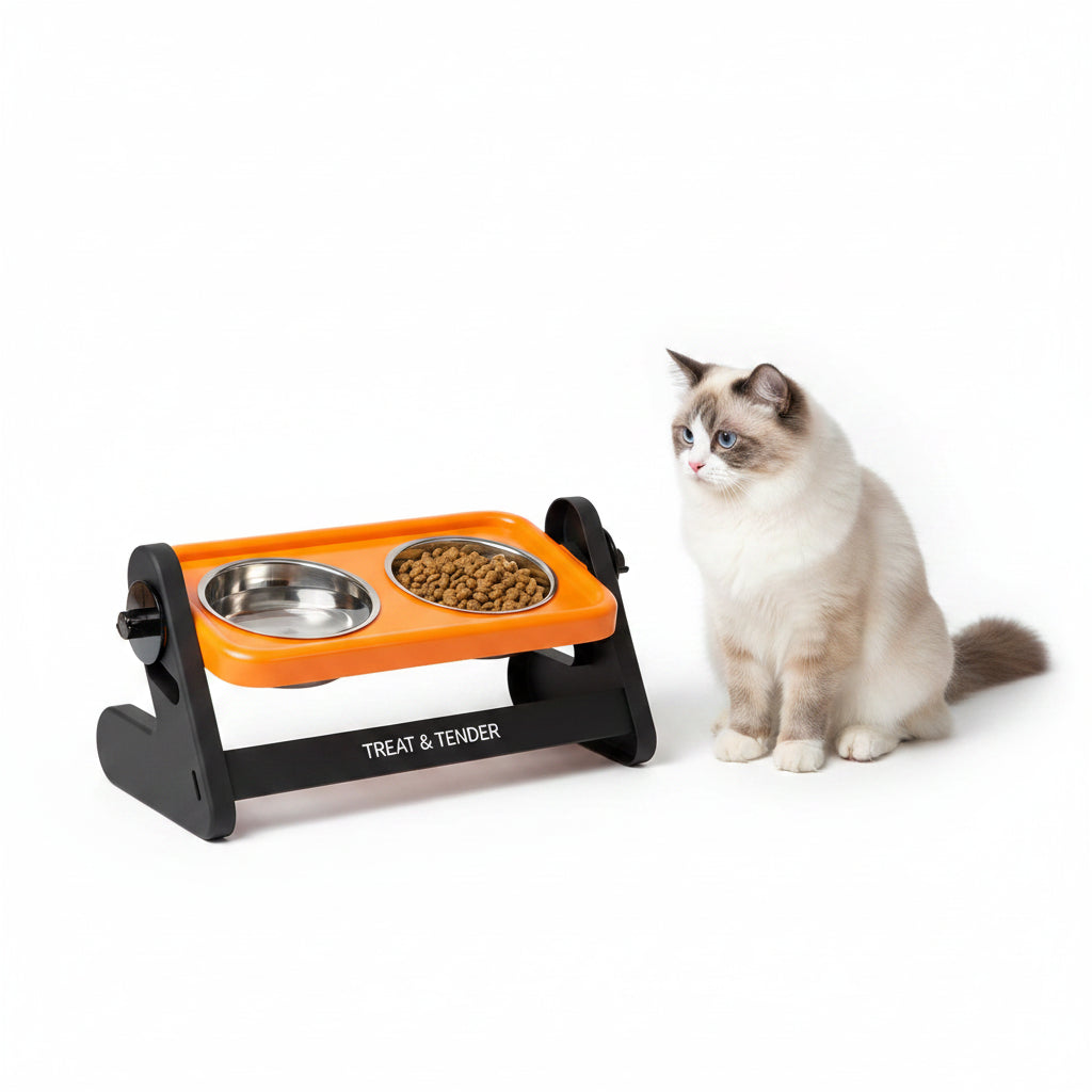 Comedero Elevado Ajustable de Altura para Gatos