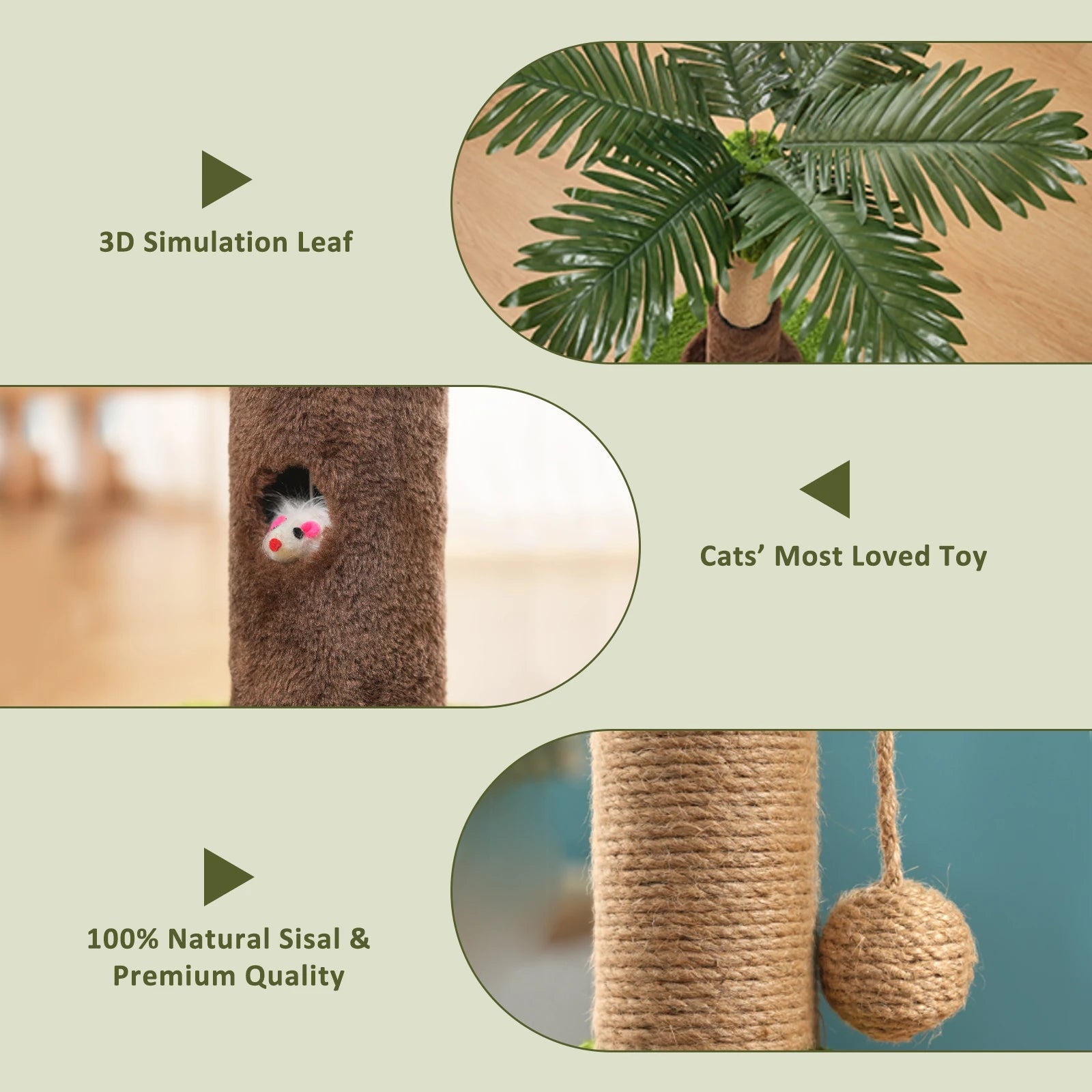 Arbre à chat avec niche et balles suspendues