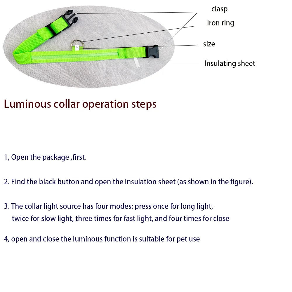 Collar LED Luminoso de Seguridad para Perros