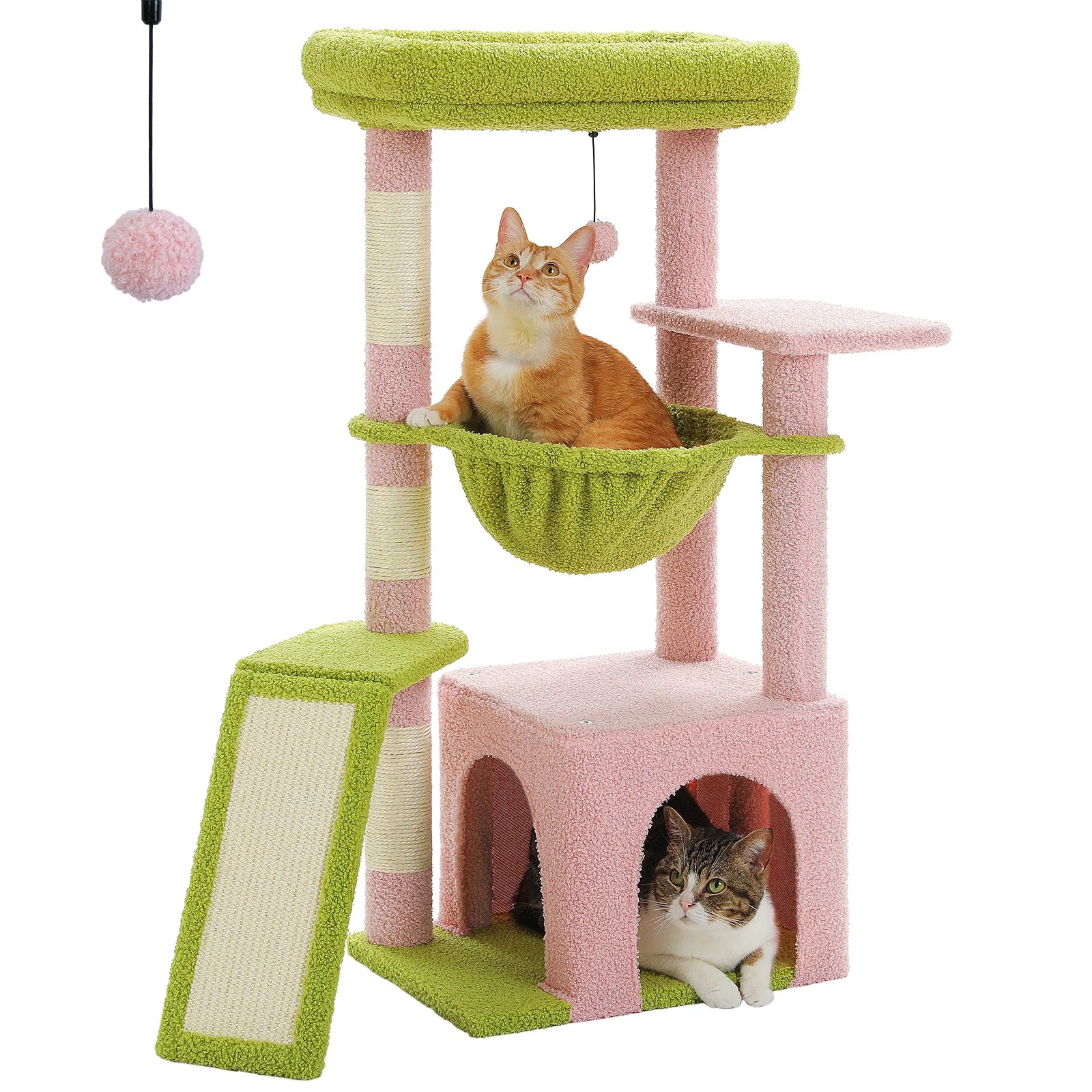 Árbol para Gatos Compacto y Divertido Rosa