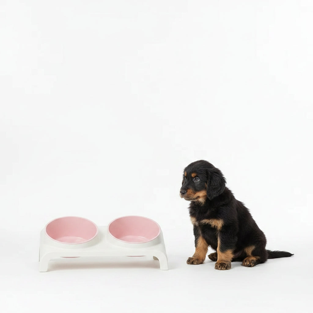 Comedero Doble Elevado y Ajustable para Perros y Gatos
