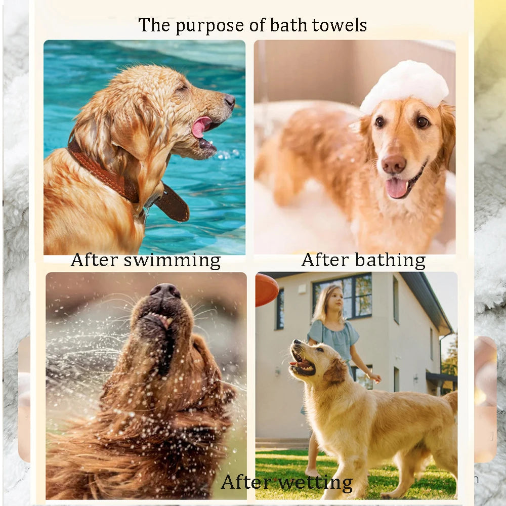 Ultra Absorbent Pet Dog Bath Towel Quick Drying Dog Bath Towel Thicken Soft Bathrobe For Pets