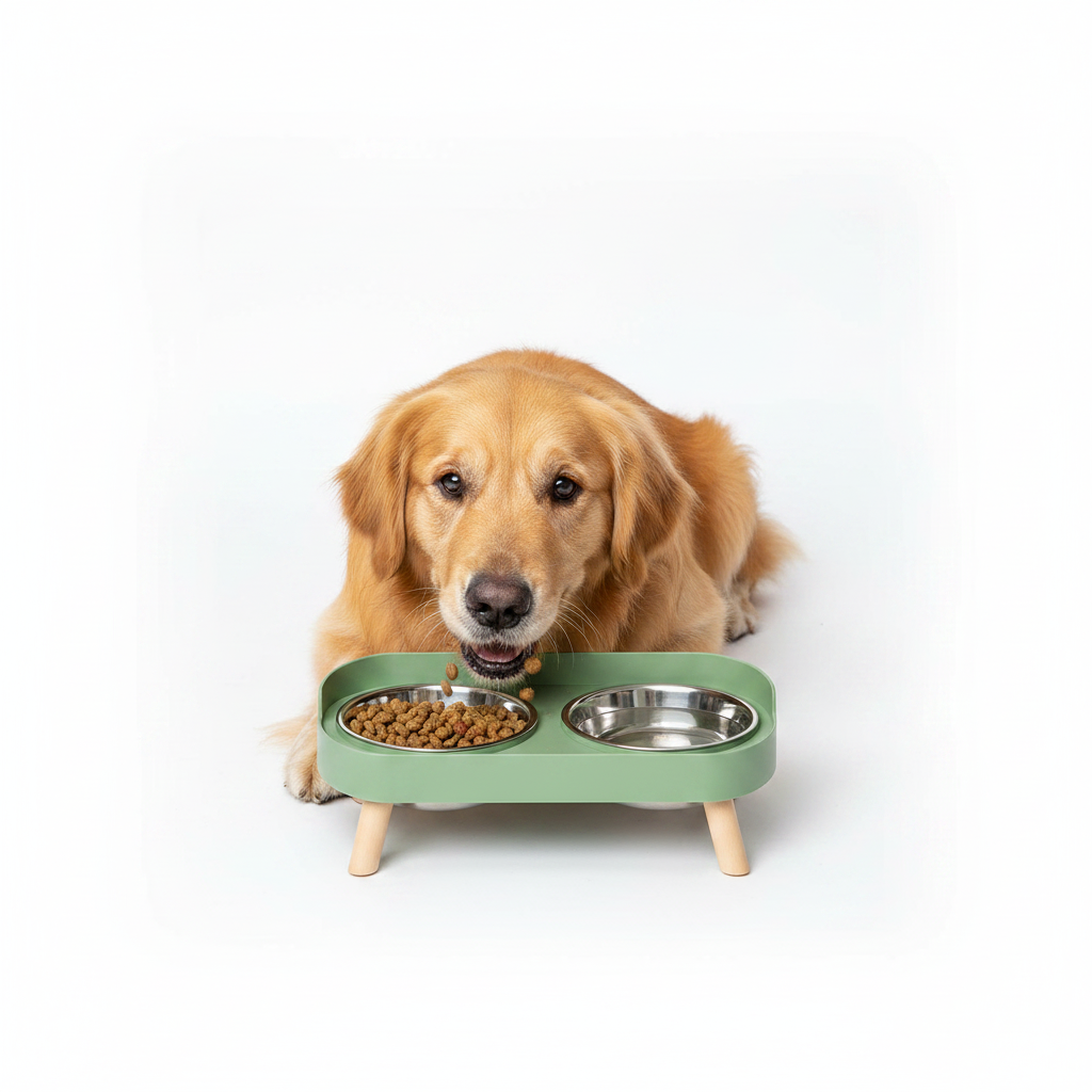 Comedero Doble de Acero Inoxidable para Perros y Gatos