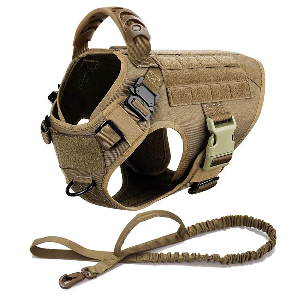 Set de Arnés Táctico con Collar y Correa para Perros Grandes