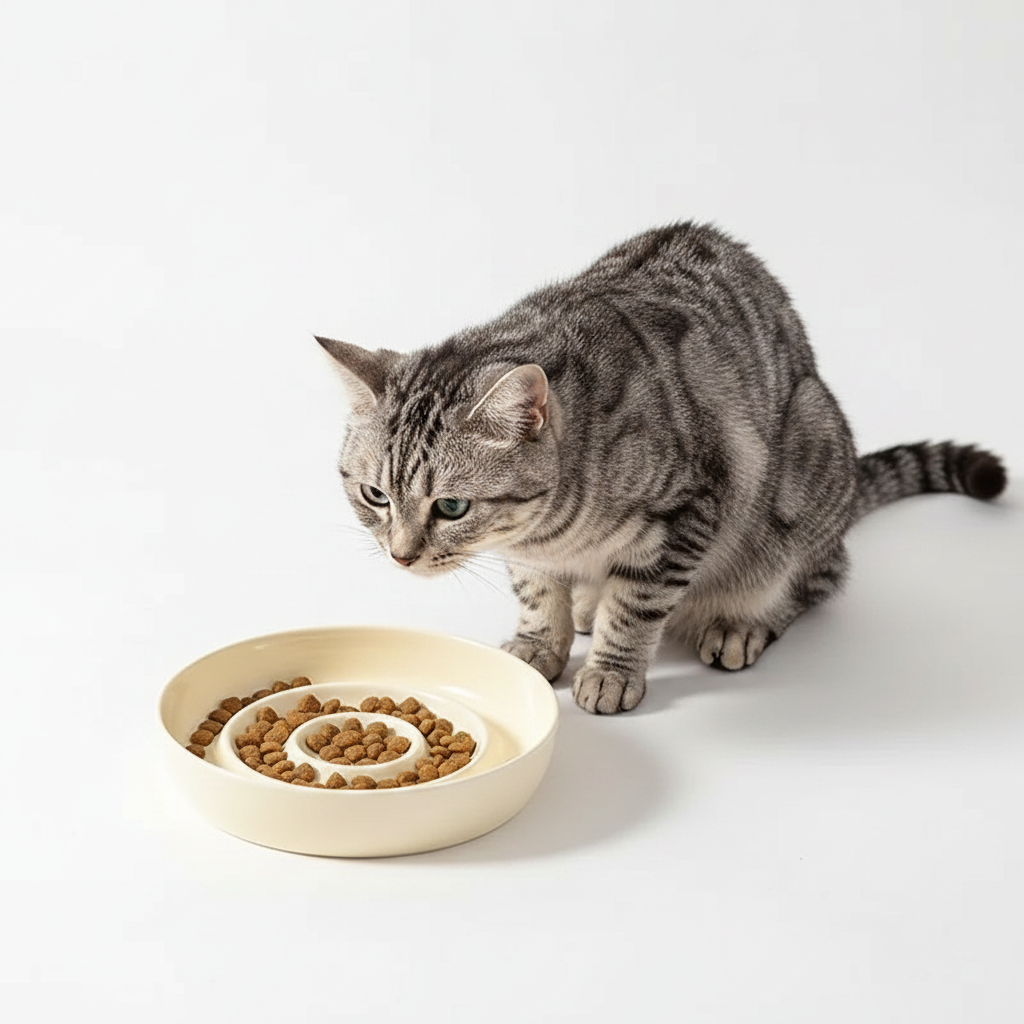 Comedero de Cerámica Lento para Gatos y Perros Pequeños