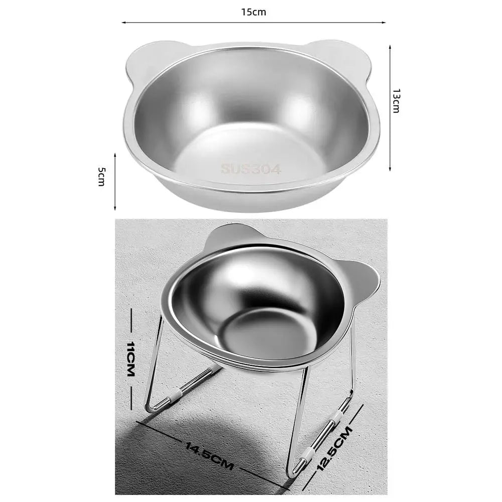 Comedero Elevado Acero Inoxidable para Gatos y Cachorros