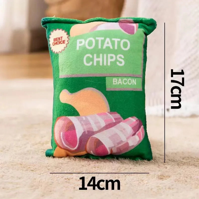 Pet Sound Paper Toy Potato Chips Simulation Fruit Bite Resistant Machine Wash Plush Toy For Cats And Dogs Grinding Teeth