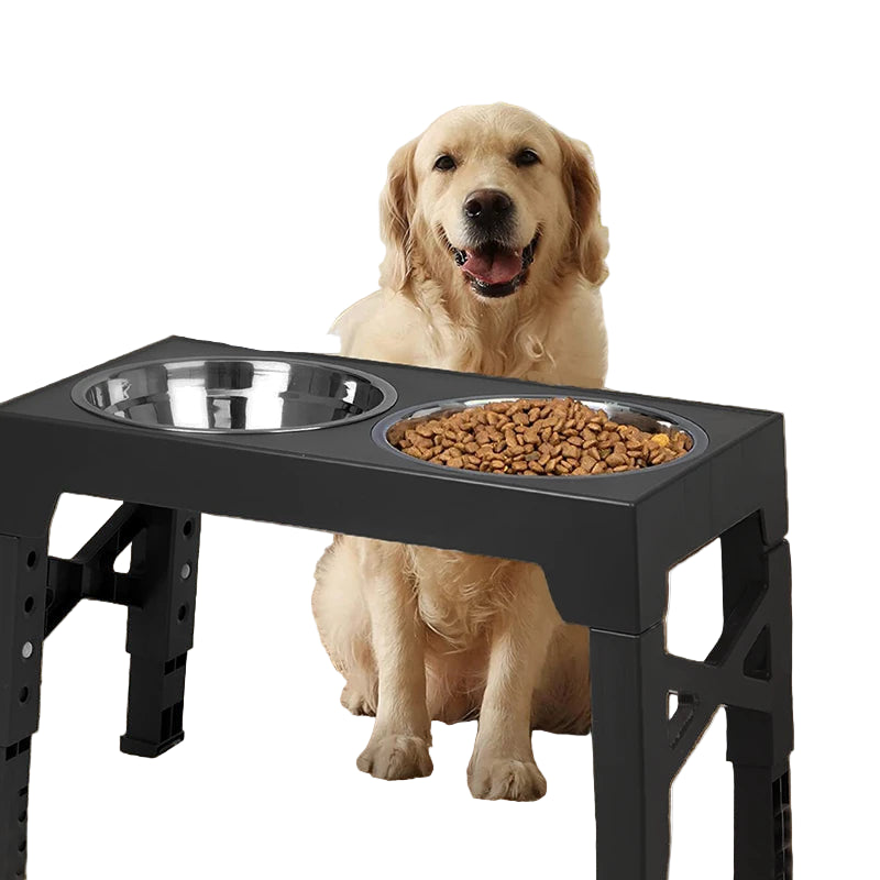 Comedero Doble Elevado Ajustable de Acero Inoxidable para Perros – Salud, Comodidad y Estilo