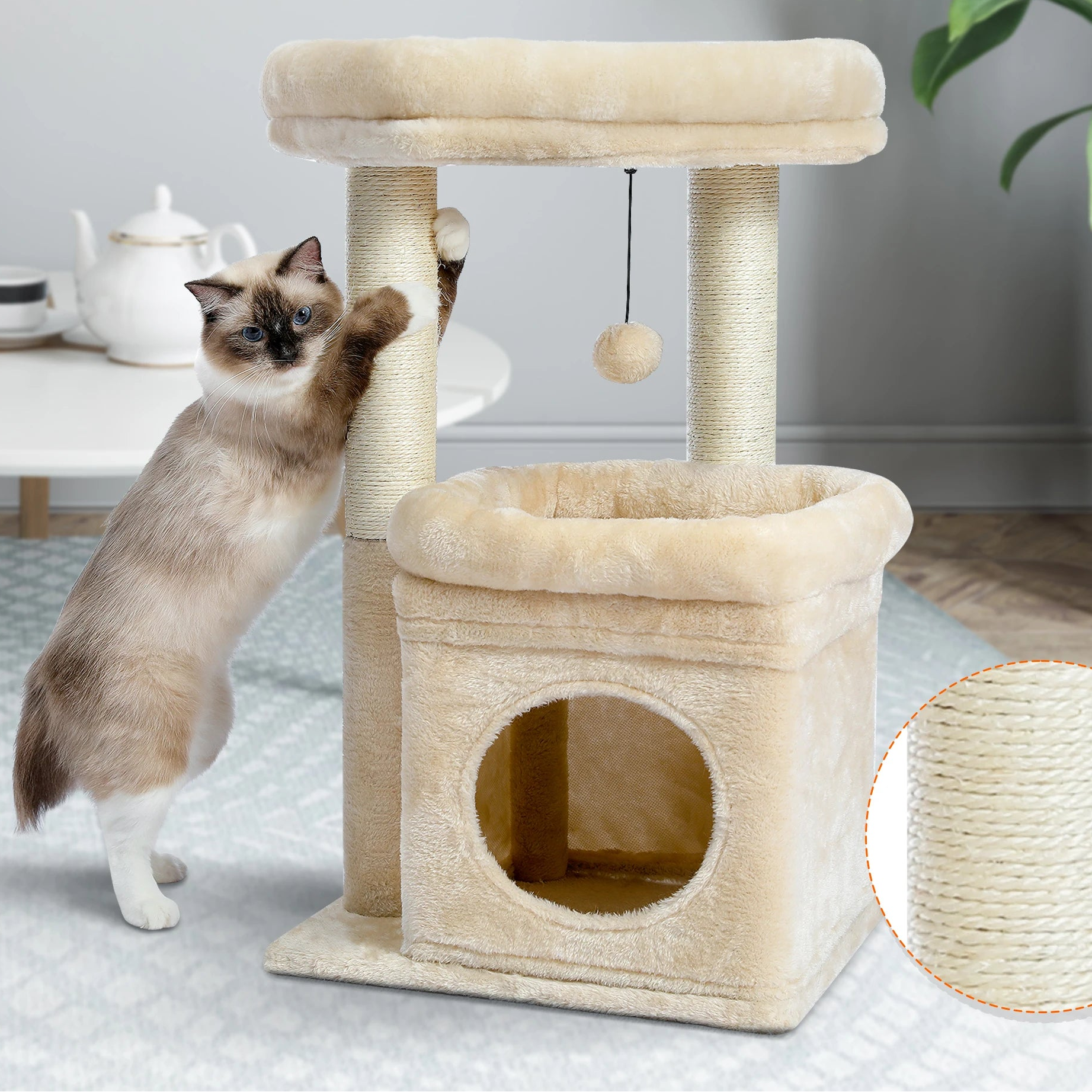 Árbol Rascador para Gatos con Cueva y Plataformas – Diversión, Confort y Estilo