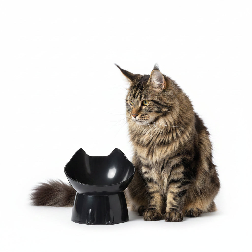Comedero Elevado para Gatos Antivuelco – Protector del Cuello