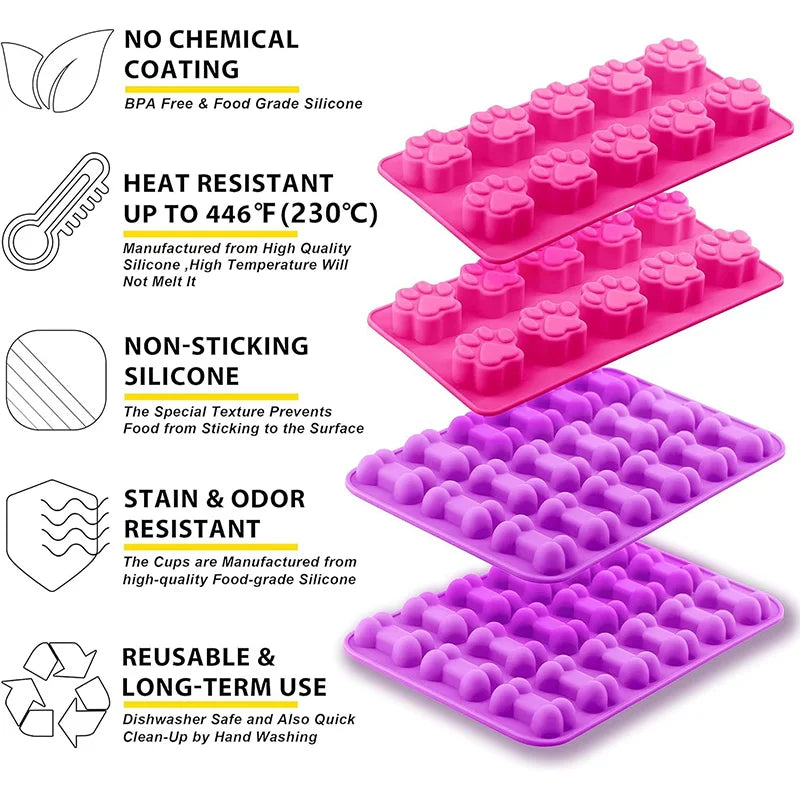 Molde de Silicona con Forma de Huella y Hueso para Premios Caseros