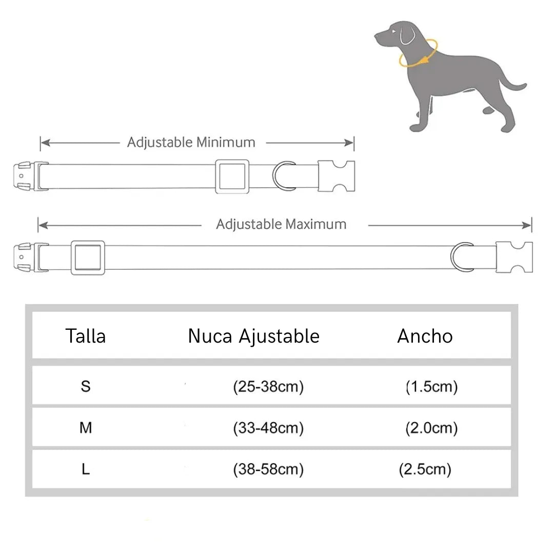 Collar de Nylon y Cuero PU Azul para Perros – Resistente y Ajustable