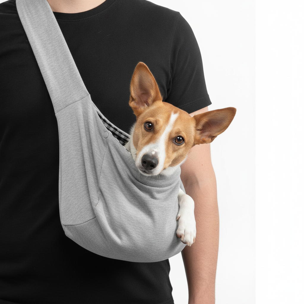 Bolso Bandolera de Algodón Gris para Mascotas - imagen 1