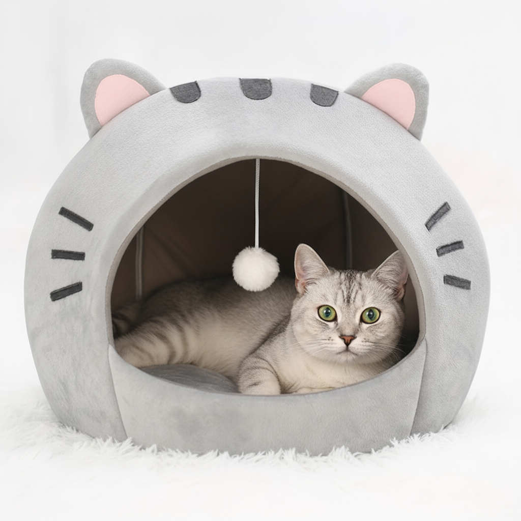 Cama Tipo Tienda con Diseño Divertido para Gatos - imagen 1
