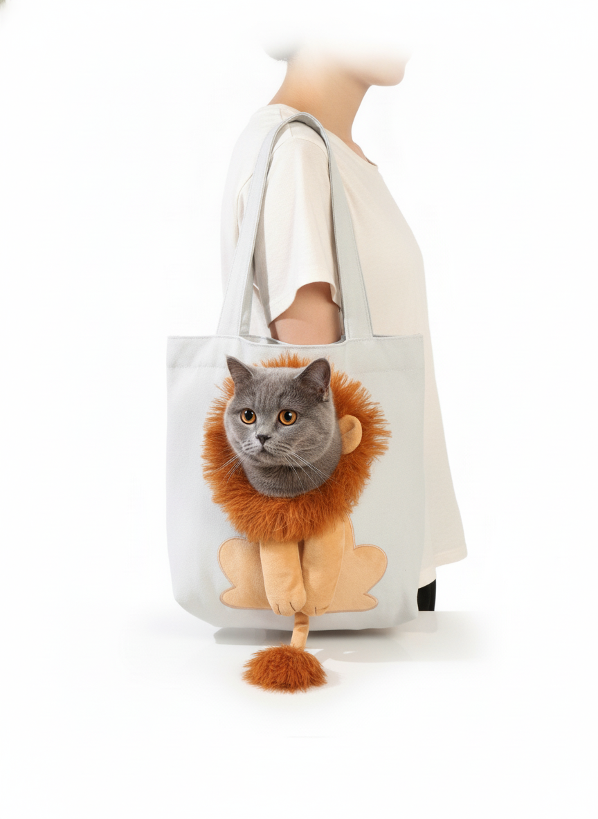 Bolso de Lona con Forma de León para Gatos - imagen 1