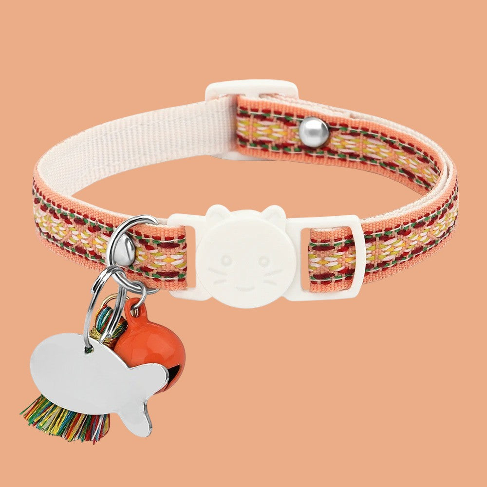 Collar Ajustable para Gatos y Perros Pequeños Estilo Perú Naranja