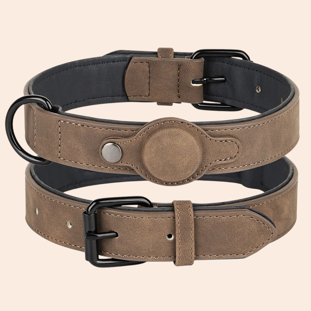 Collar GPS Antipérdida de Cuero PU para Perros – Seguridad Total con Estilo