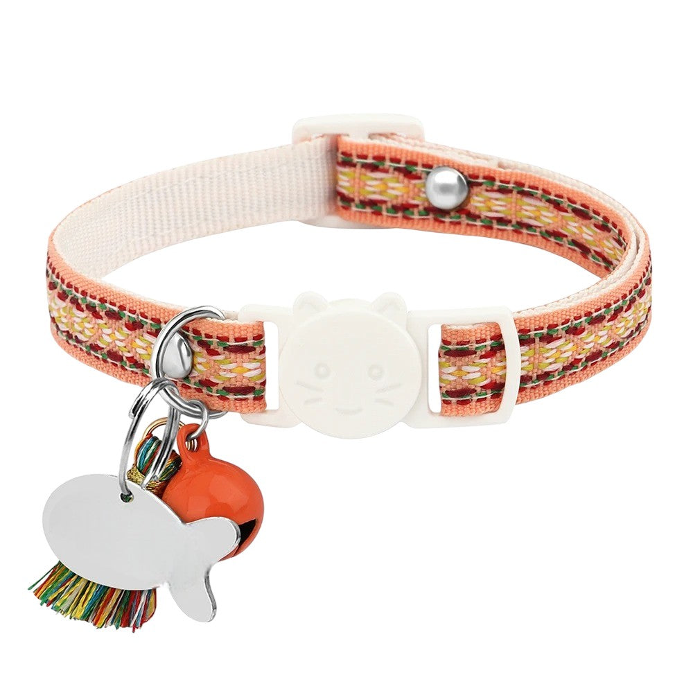 Collar Ajustable para Gatos y Perros Pequeños Estilo Perú Naranja