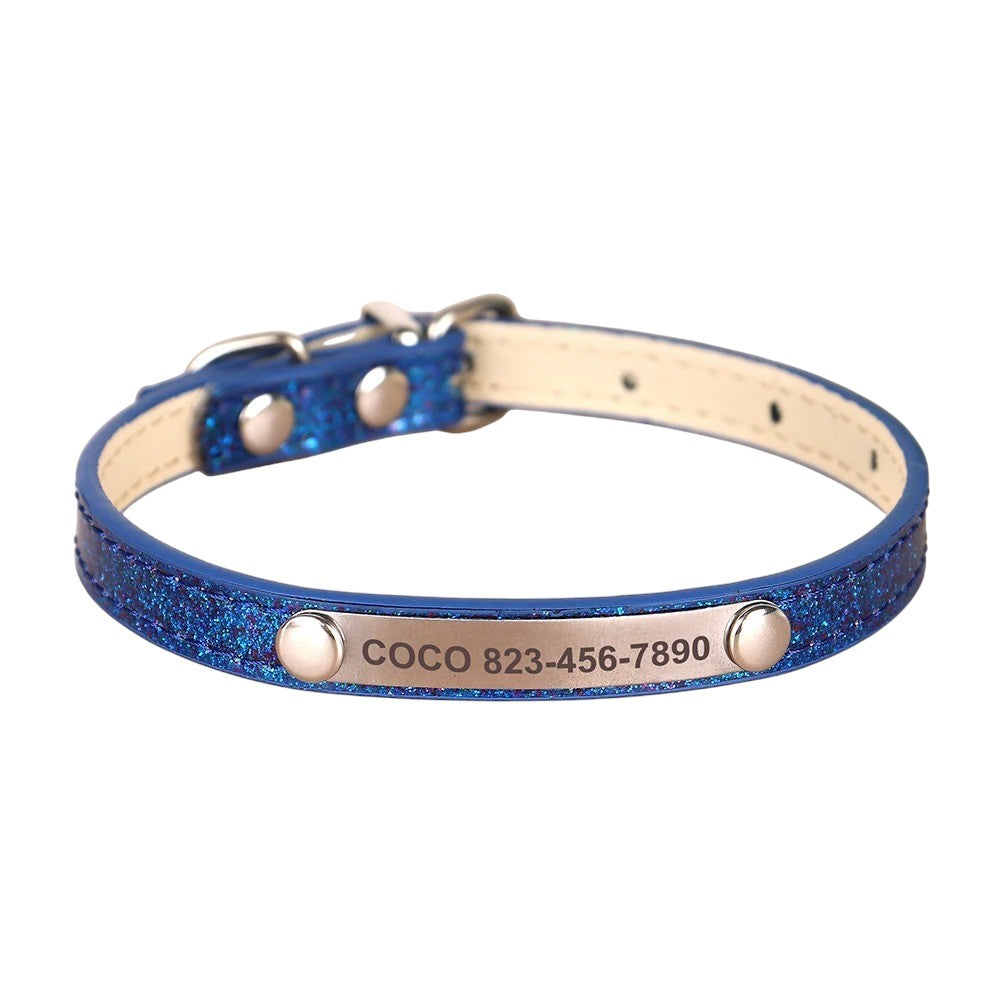 Collar Brilloso para Gatos y Perros Rosa/Azul