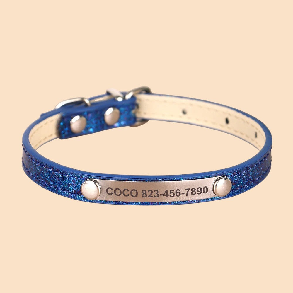 Collar Brilloso para Gatos y Perros Rosa/Azul