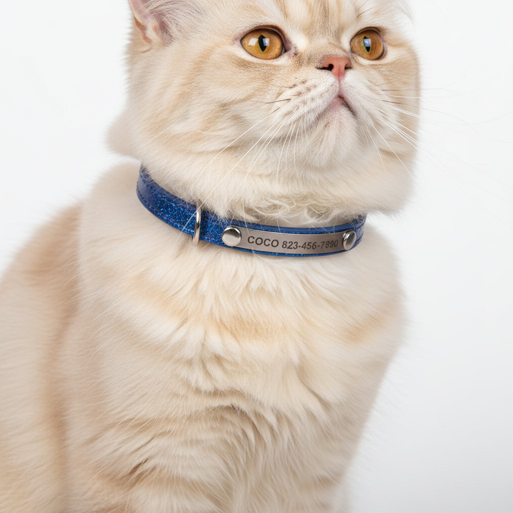 Collar Brilloso para Gatos y Perros Rosa/Azul