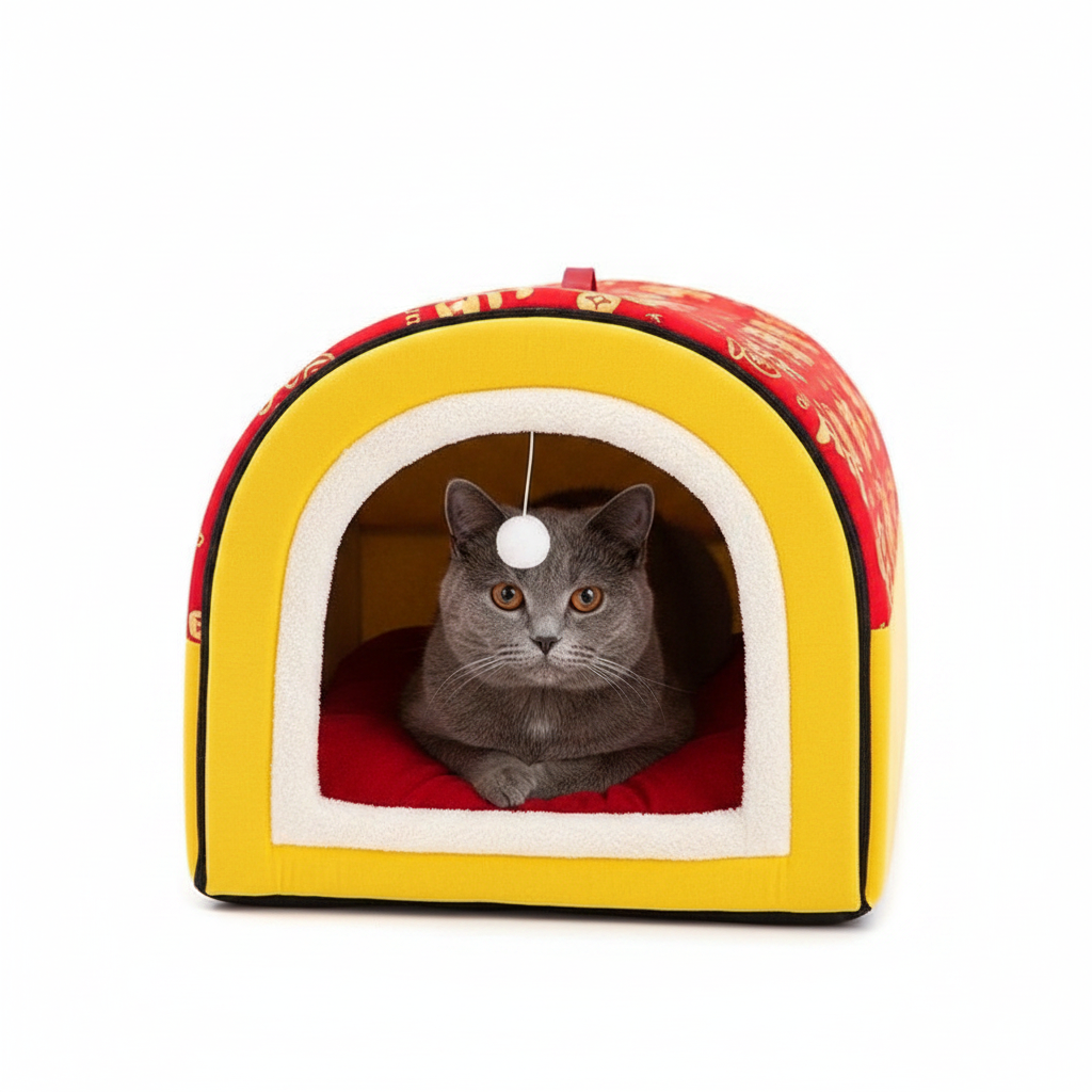 Cama Cueva Cálida para Perros y Gatos de Colores
